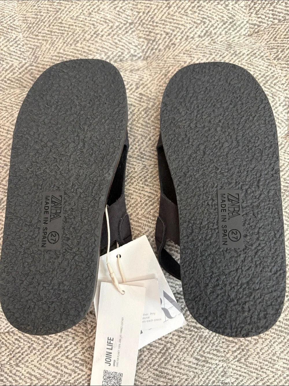 Zara black leather sandals size 10.5